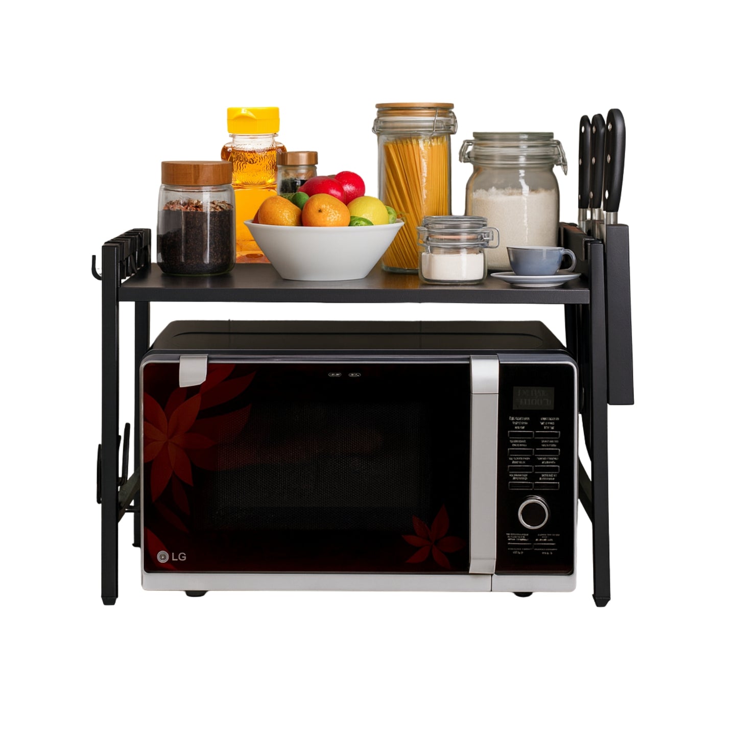 Heavy Duty Adjustable Microwave Oven Stand for Kitchen | Space Saving Countertop Organizer Rack