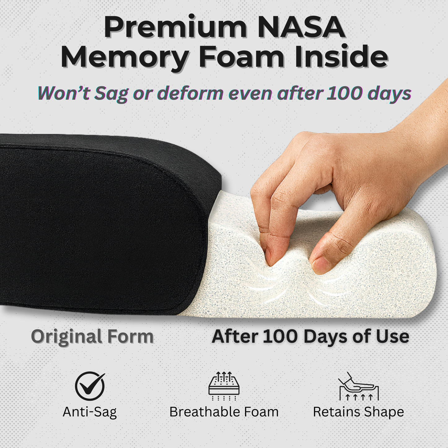 Car Neck Rest Pillow – Black Velvet | NASA Memory Foam Orthopedic Headrest Cushion for Car & Office