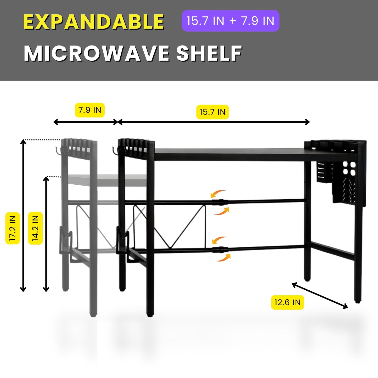 Heavy Duty Adjustable Microwave Oven Stand for Kitchen | Space Saving Countertop Organizer Rack